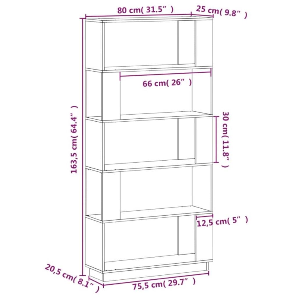 Libreria/Divisorio Miele 80x25x163,5 cm Legno Massello - homemem39