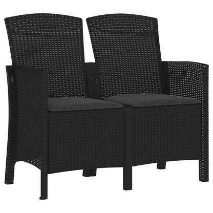 Sedia da Giardino a 2 Posti con Cuscini PP Rattan Grafite - homemem39