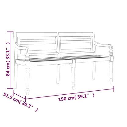 Panchina Batavia 150 cm in Legno Massello di Teak - homemem39