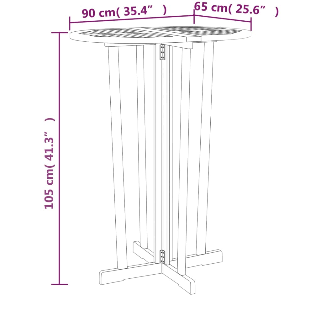 Tavolo da Bar Pieghevole 90x65x105 cm in Legno Massello di Teak - homemem39