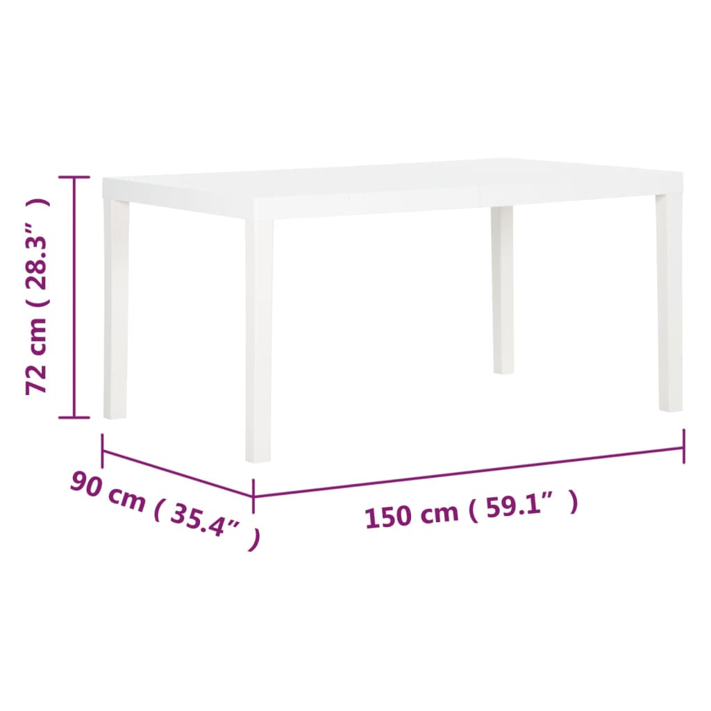 Tavolo da Giardino 150x90x72 cm in PP Bianco - homemem39