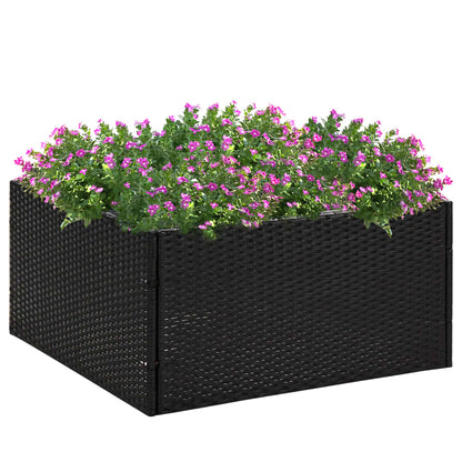 Fioriera da Giardino Nero 80x80x40 cm in Polyrattan - homemem39