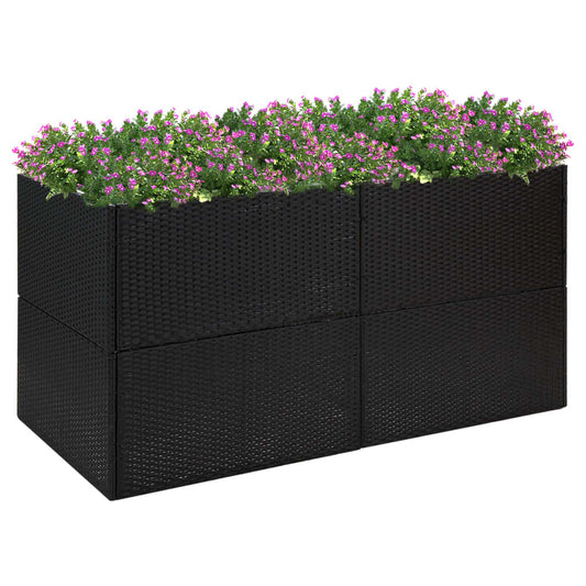 Fioriera da Giardino Nero 157x80x80 cm in Polyrattan - homemem39