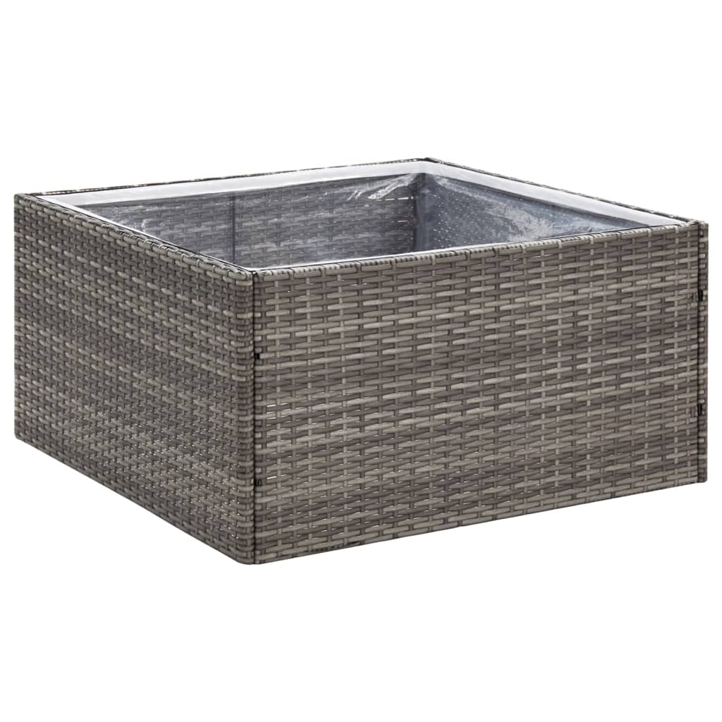 Fioriera da Giardino Grigia 80x80x40 cm in Polyrattan - homemem39