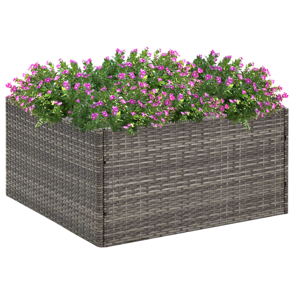 Fioriera da Giardino Grigia 80x80x40 cm in Polyrattan - homemem39