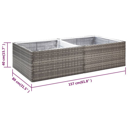 Fioriera da Giardino Grigia 157x80x40 cm in Polyrattan - homemem39