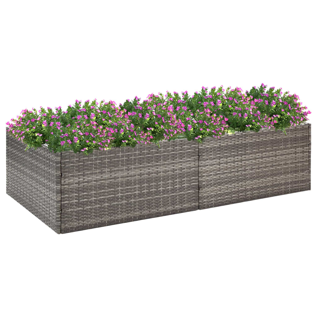 Fioriera da Giardino Grigia 157x80x40 cm in Polyrattan - homemem39