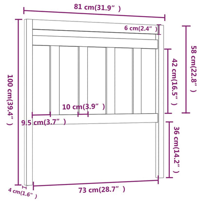 Testiera Letto Grigia 81x4x100 cm in Legno Massello di Pino - homemem39