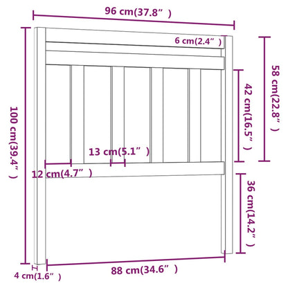 Testiera per Letto 96x4x100 cm in Legno Massello di Pino - homemem39