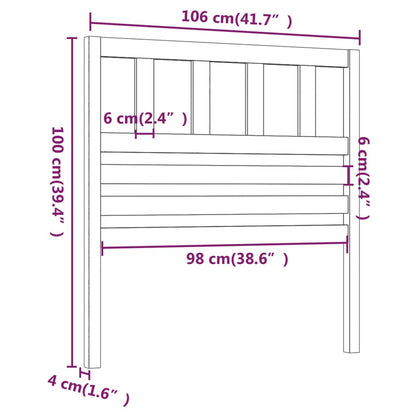 Testiera per Letto Grigia 106x4x100cm in Legno Massello di Pino - homemem39