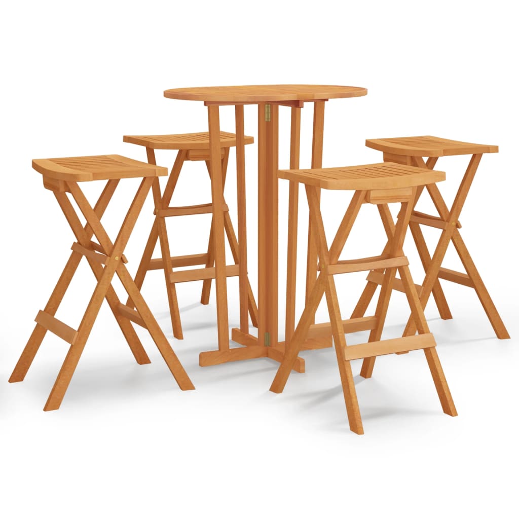 Set da Bar Pieghevole 5 pz in Legno Massello di Teak - homemem39