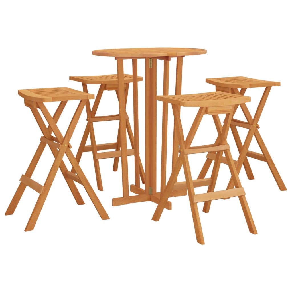 Set da Bar Pieghevole 5 pz in Legno Massello di Teak - homemem39