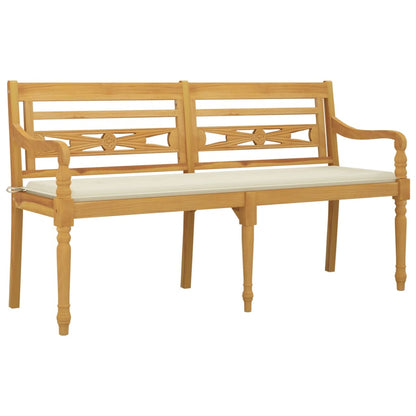 Panchina Batavia con Cuscino Crema 150 cm Legno Massello Teak - homemem39