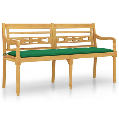 Panchina Batavia con Cuscino Verde 150 cm Legno Massello Teak - homemem39