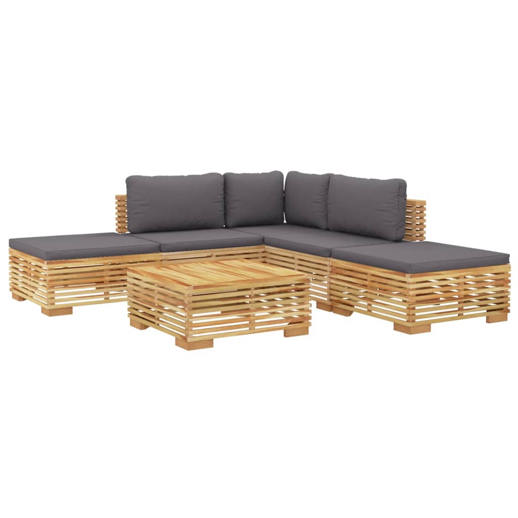 Set Divani da Giardino 6 pz con Cuscini Legno Massello di Teak - homemem39