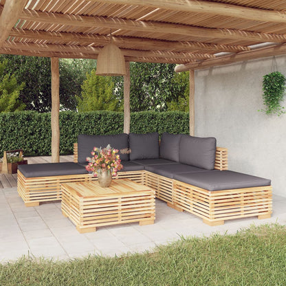 Set Divani da Giardino 6 pz con Cuscini Legno Massello di Teak - homemem39