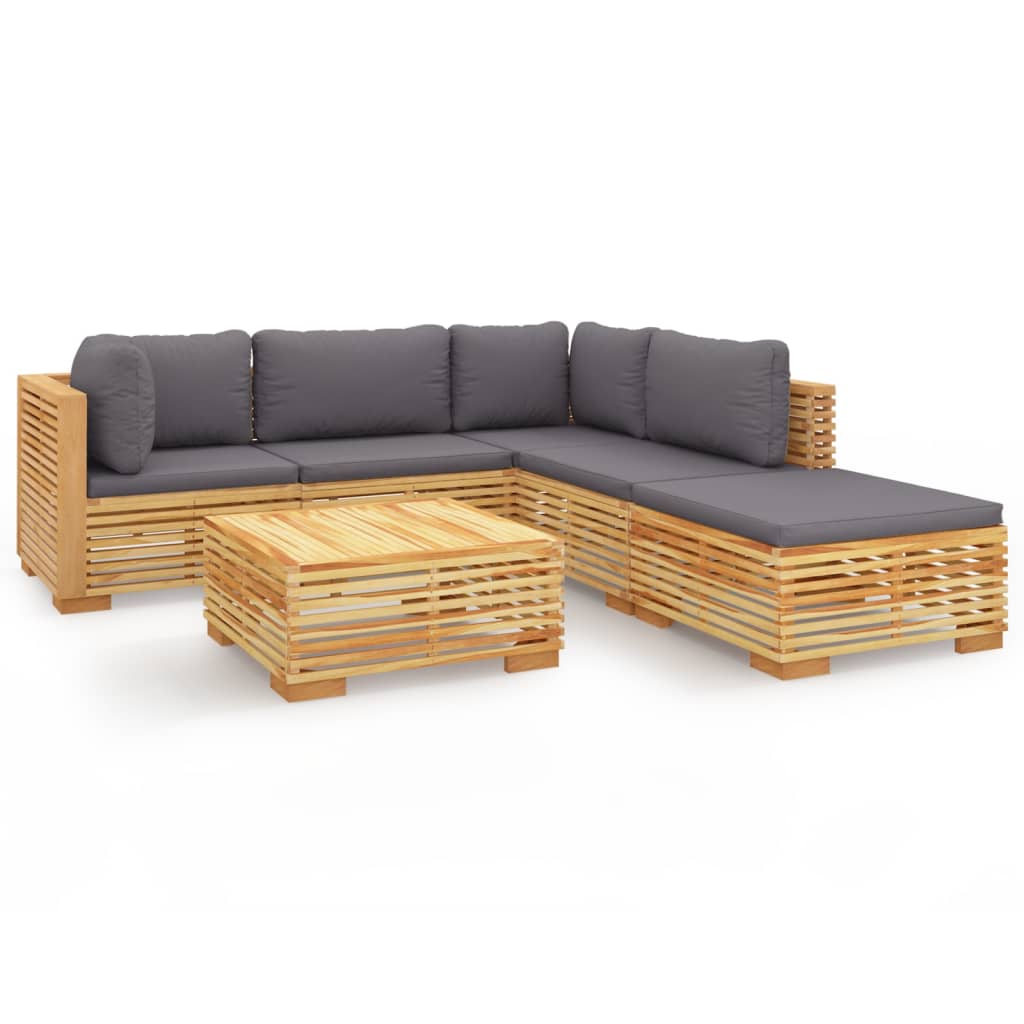 Set Divani da Giardino 6 pz con Cuscini Legno Massello di Teak - homemem39