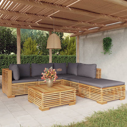 Set Divani da Giardino 6 pz con Cuscini Legno Massello di Teak - homemem39