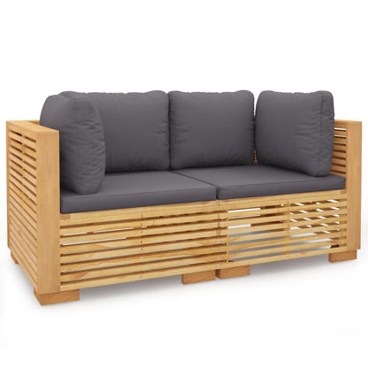 Divani Angolari da Giardino con Cuscini 2pz Legno Massello Teak - homemem39