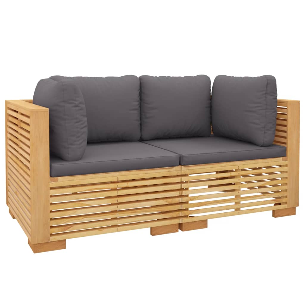 Divani Angolari da Giardino con Cuscini 2pz Legno Massello Teak - homemem39