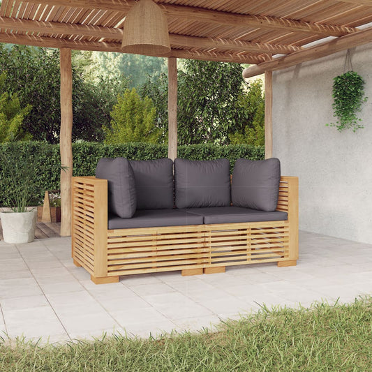 Divani Angolari da Giardino con Cuscini 2pz Legno Massello Teak - homemem39