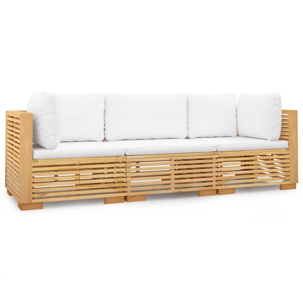 Set Divani da Giardino 3 pz con Cuscini Legno Massello di Teak - homemem39