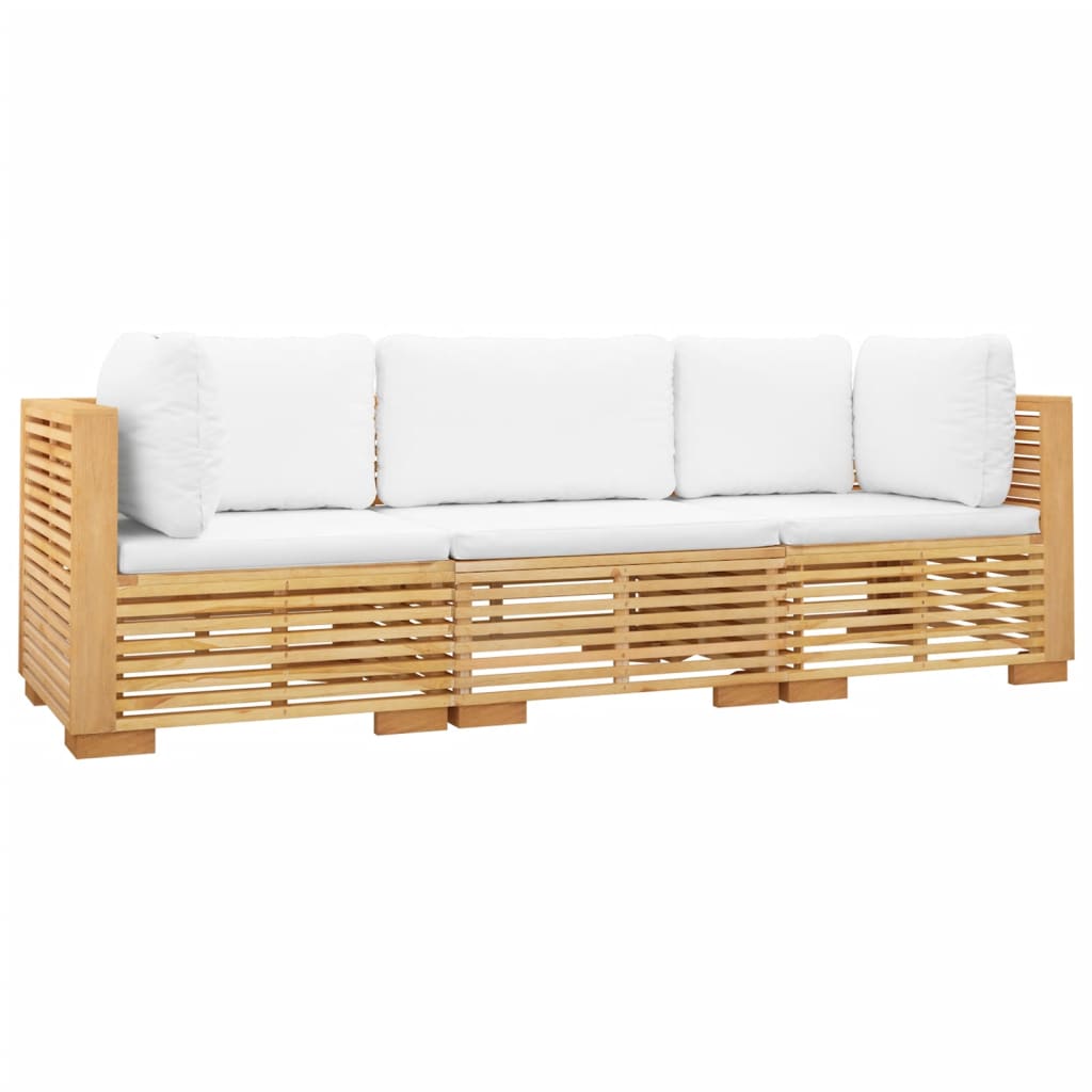 Set Divani da Giardino 3 pz con Cuscini Legno Massello di Teak - homemem39