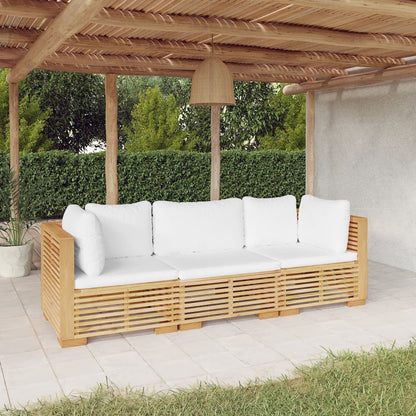 Set Divani da Giardino 3 pz con Cuscini Legno Massello di Teak - homemem39