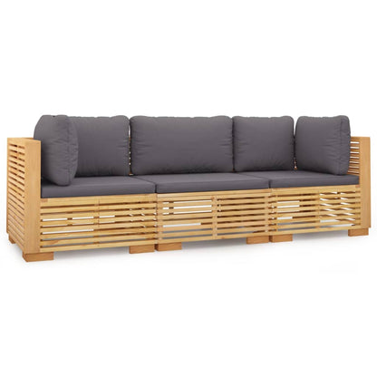 Set Divani da Giardino 3 pz con Cuscini Legno Massello di Teak - homemem39