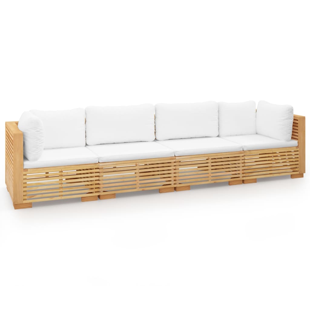 Set Divani da Giardino 4 pz con Cuscini Legno Massello di Teak - homemem39