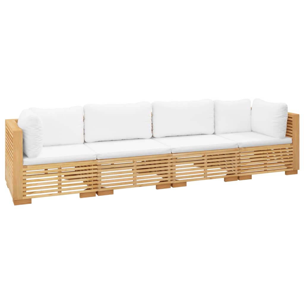 Set Divani da Giardino 4 pz con Cuscini Legno Massello di Teak - homemem39