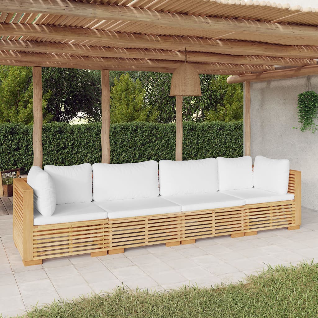 Set Divani da Giardino 4 pz con Cuscini Legno Massello di Teak - homemem39