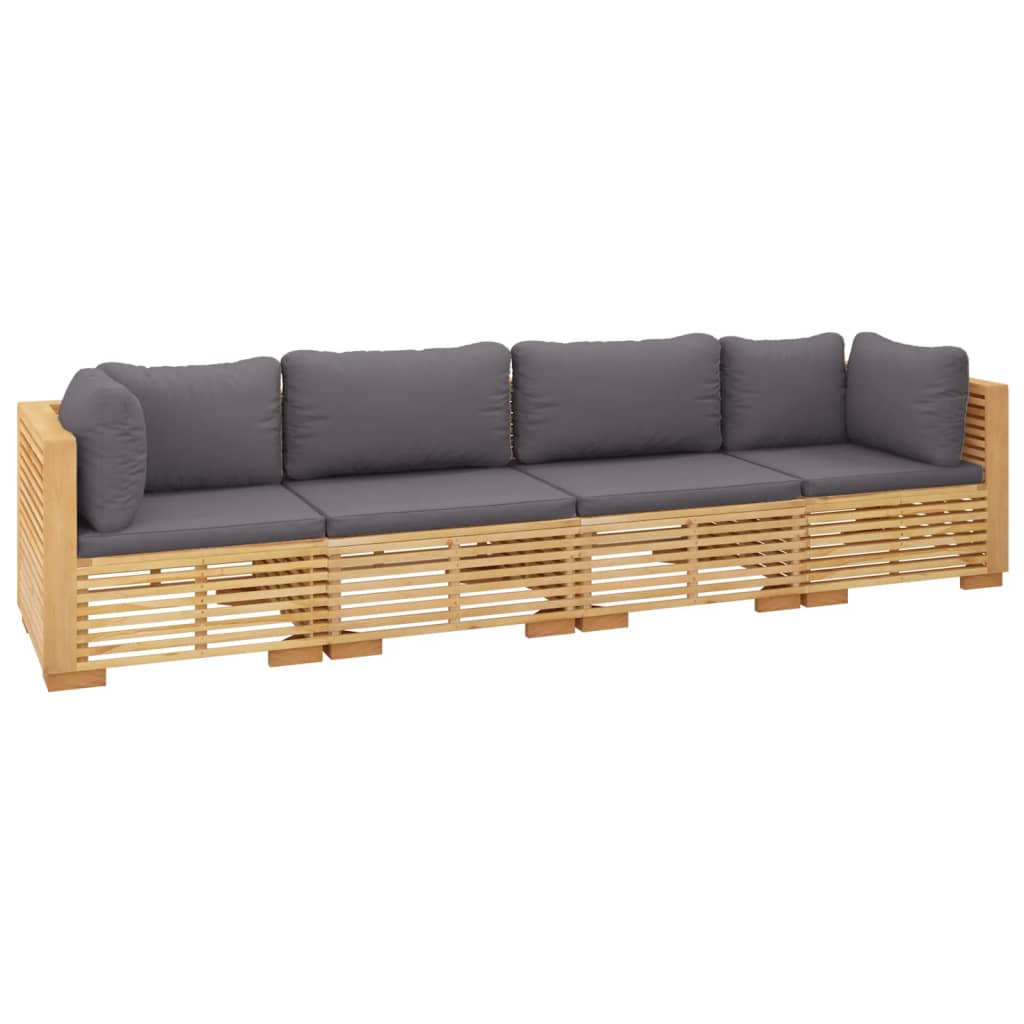 Set Divani da Giardino 4 pz con Cuscini Legno Massello di Teak - homemem39