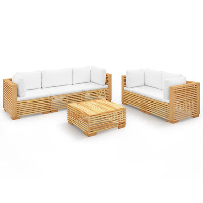 Set Divani da Giardino 6 pz con Cuscini Legno Massello di Teak - homemem39