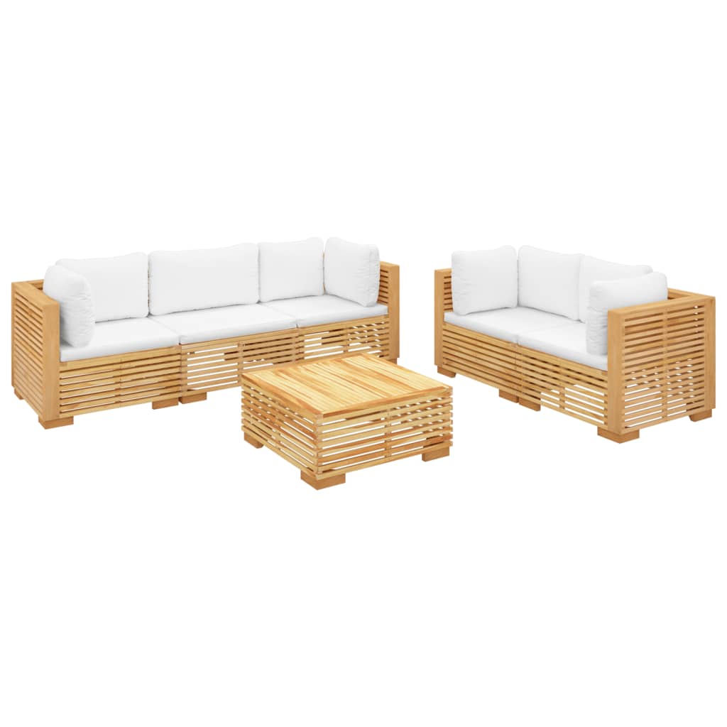 Set Divani da Giardino 6 pz con Cuscini Legno Massello di Teak - homemem39