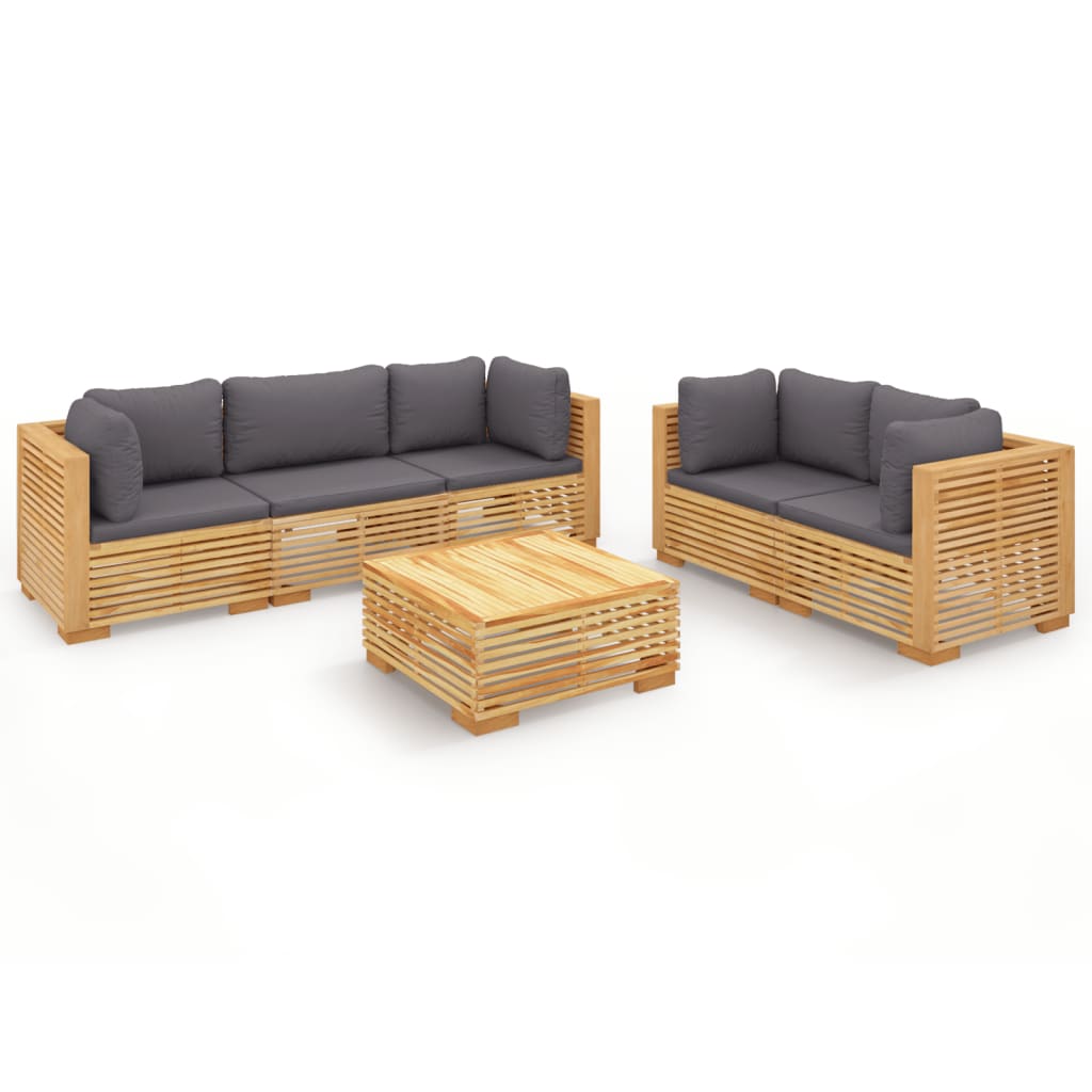 Set Divani da Giardino 6 pz con Cuscini Legno Massello di Teak - homemem39