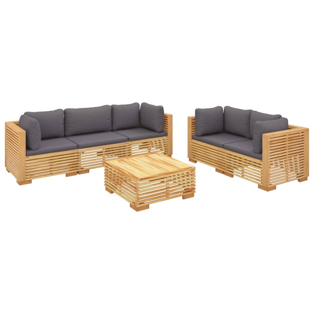 Set Divani da Giardino 6 pz con Cuscini Legno Massello di Teak - homemem39