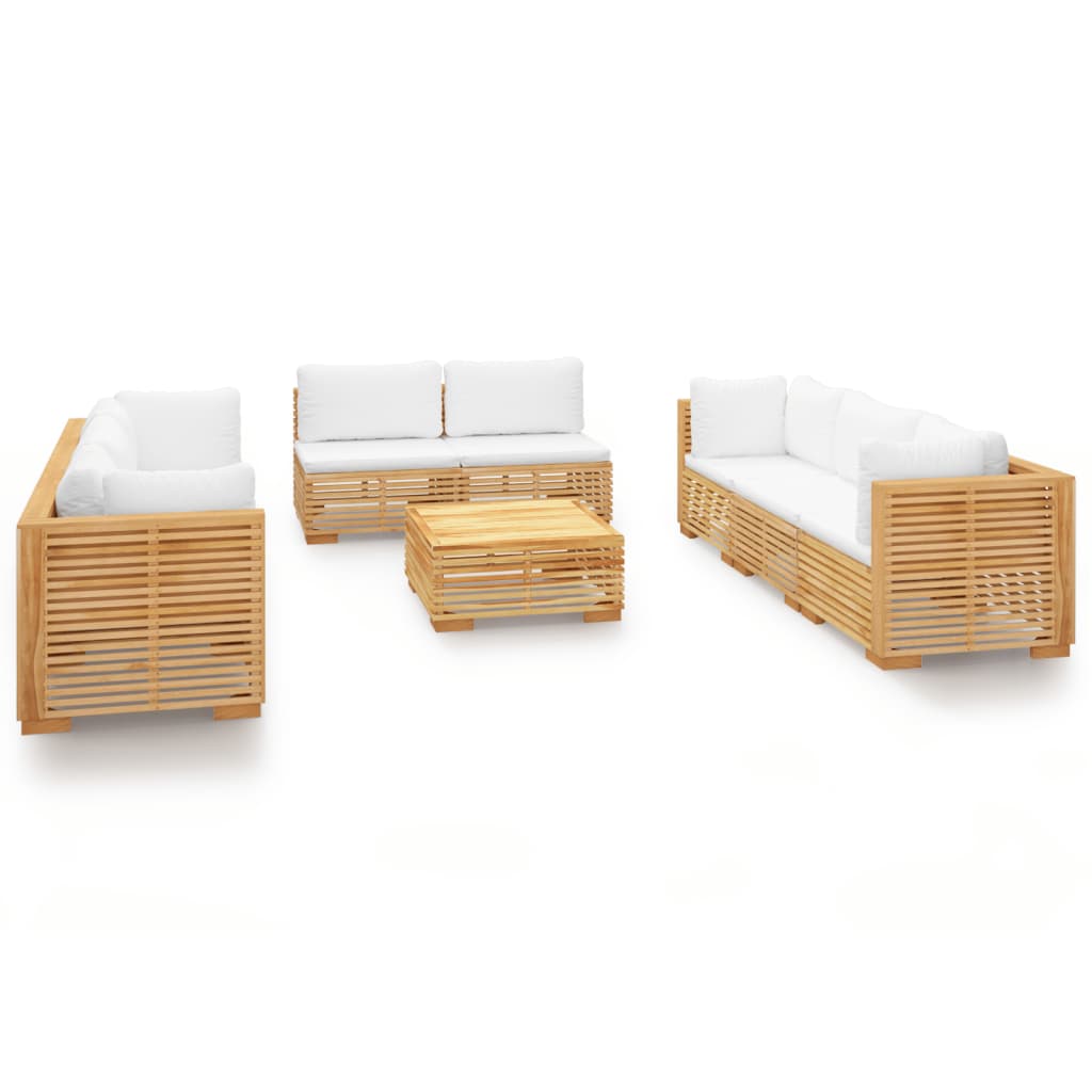 Set Divani da Giardino 9 pz con Cuscini Legno Massello di Teak - homemem39