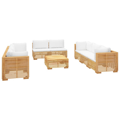 Set Divani da Giardino 9 pz con Cuscini Legno Massello di Teak - homemem39