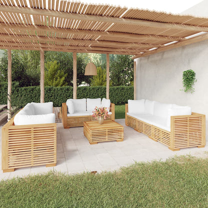 Set Divani da Giardino 9 pz con Cuscini Legno Massello di Teak - homemem39