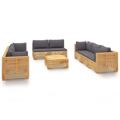 Set Divani da Giardino 9 pz con Cuscini Legno Massello di Teak - homemem39