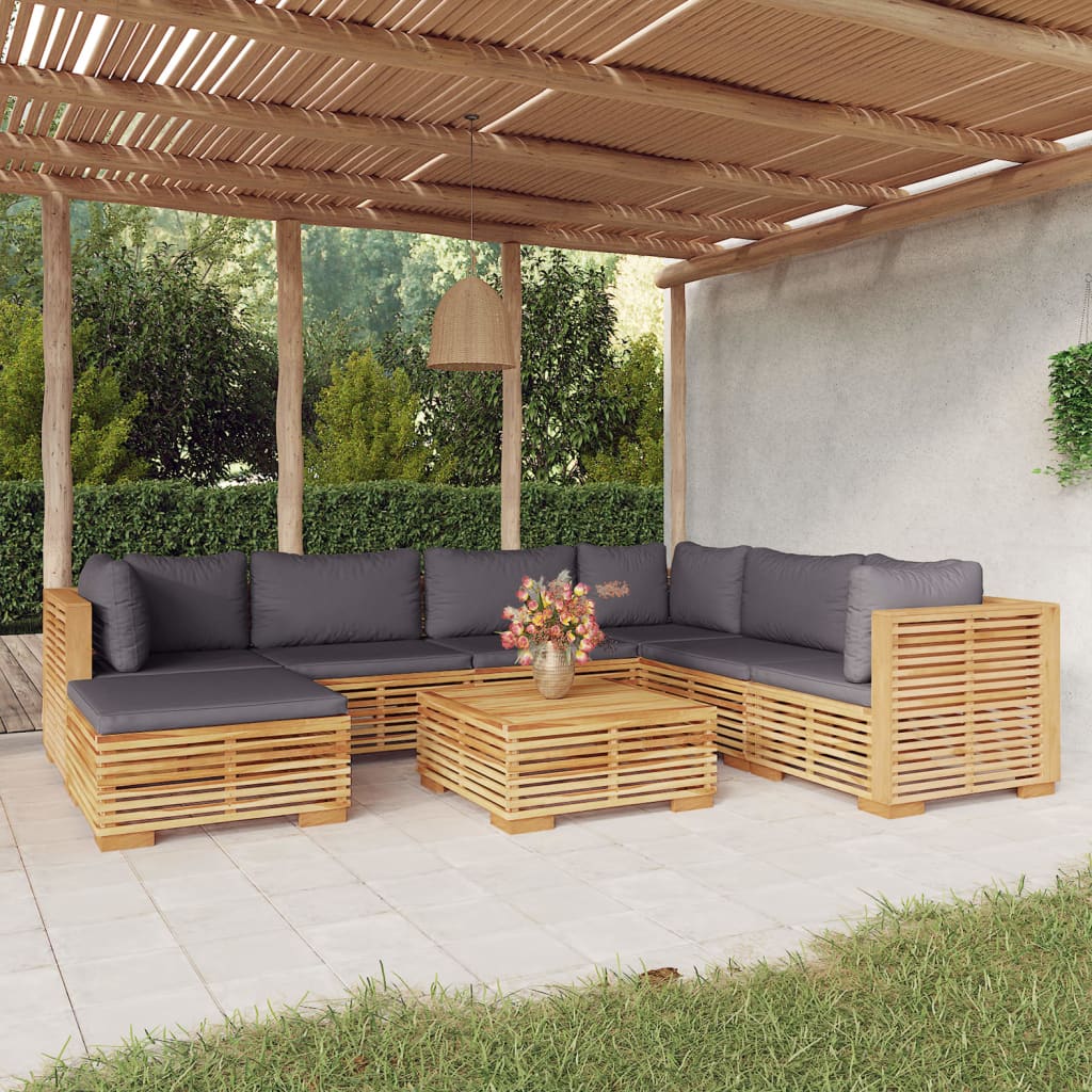 Set Divani da Giardino 8 pz con Cuscini Legno Massello di Teak - homemem39