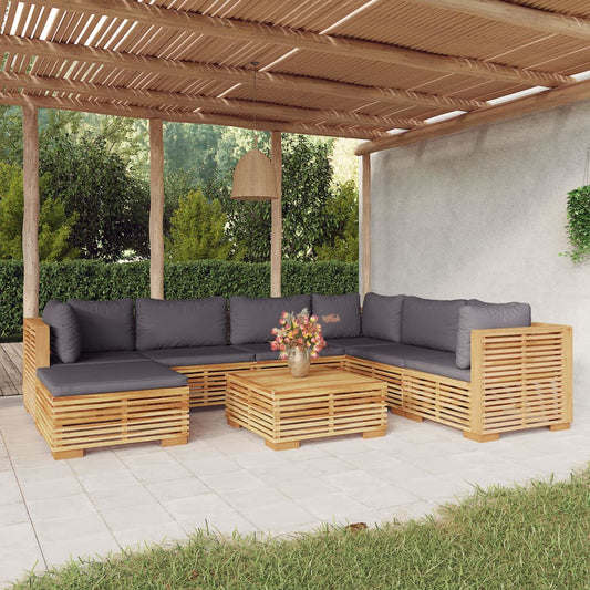 Set Divani da Giardino 8 pz con Cuscini Legno Massello di Teak - homemem39