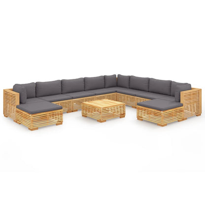 Set Divani da Giardino 11 pz con Cuscini Legno Massello di Teak - homemem39