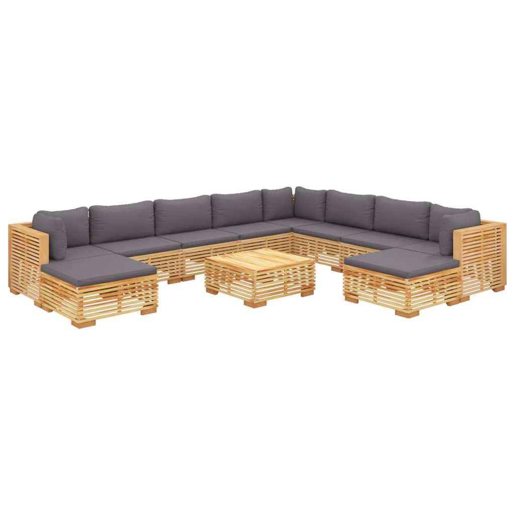 Set Divani da Giardino 11 pz con Cuscini Legno Massello di Teak - homemem39