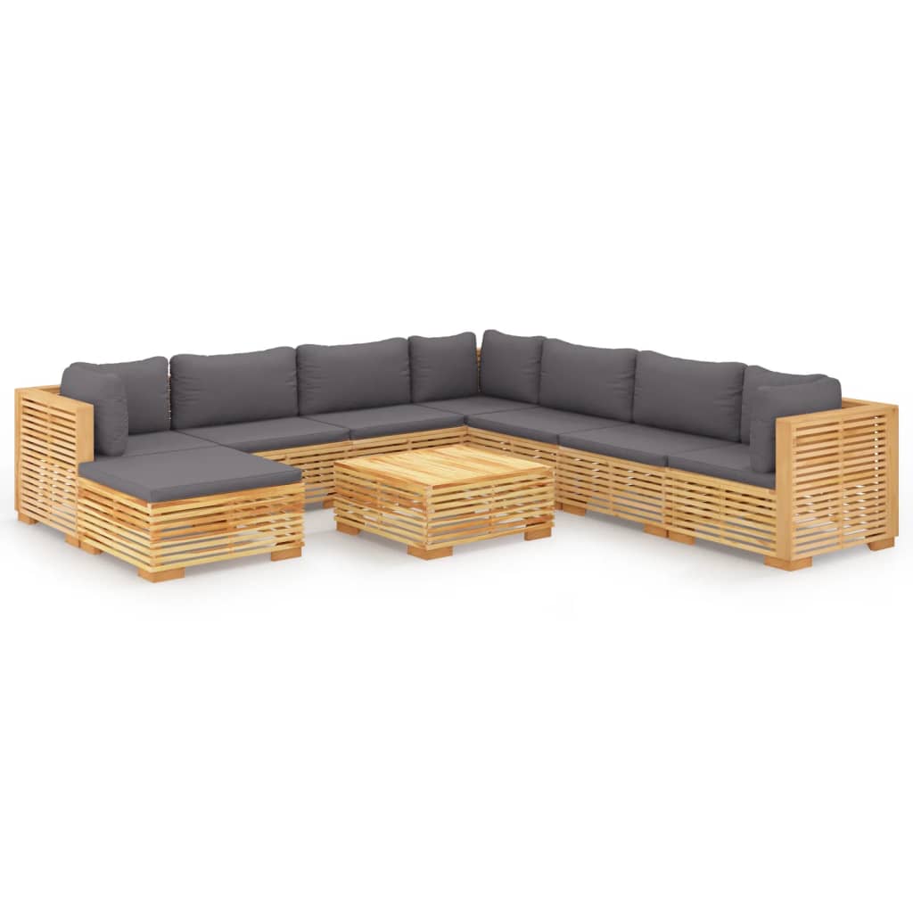 Set Divani da Giardino 9 pz con Cuscini Legno Massello di Teak - homemem39