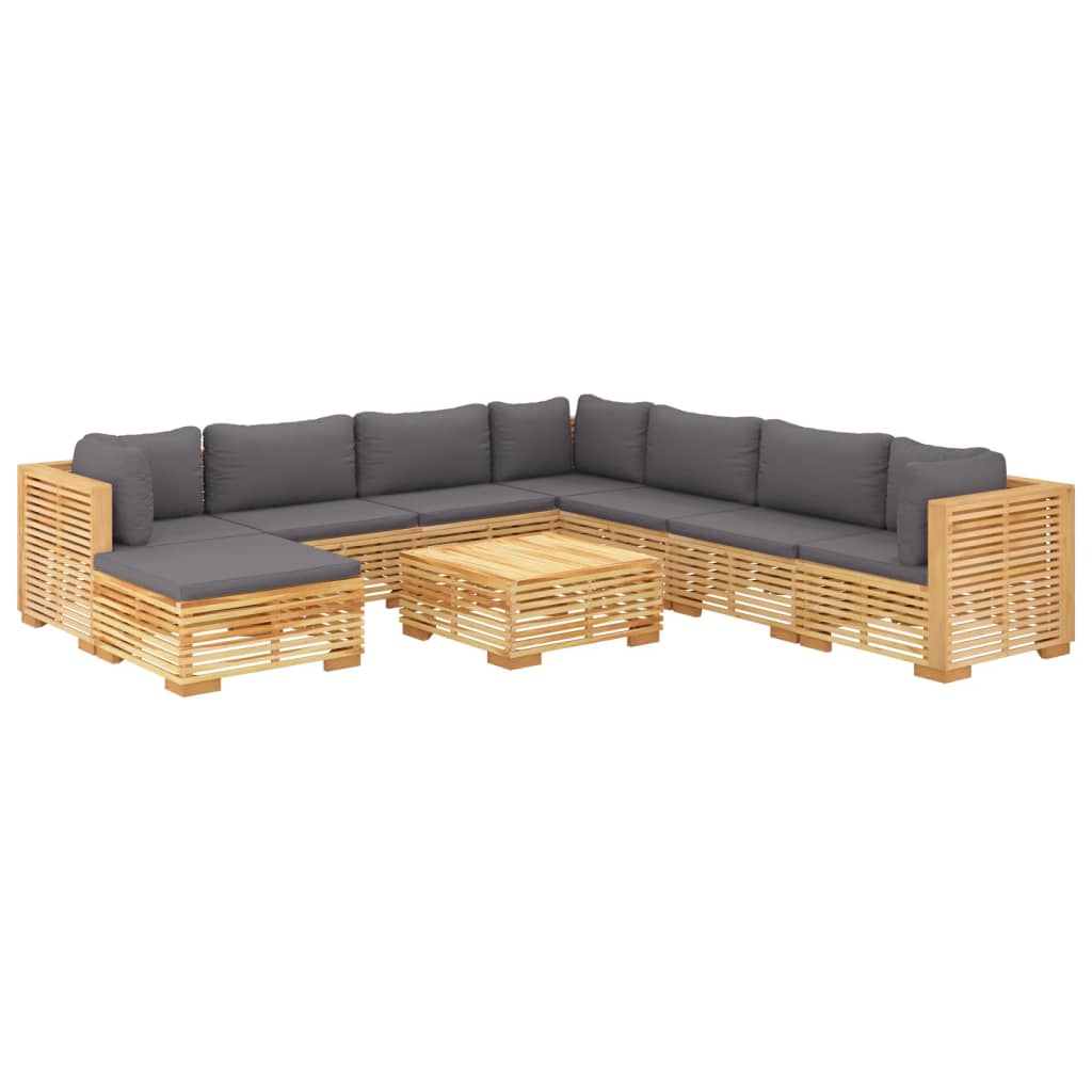 Set Divani da Giardino 9 pz con Cuscini Legno Massello di Teak - homemem39