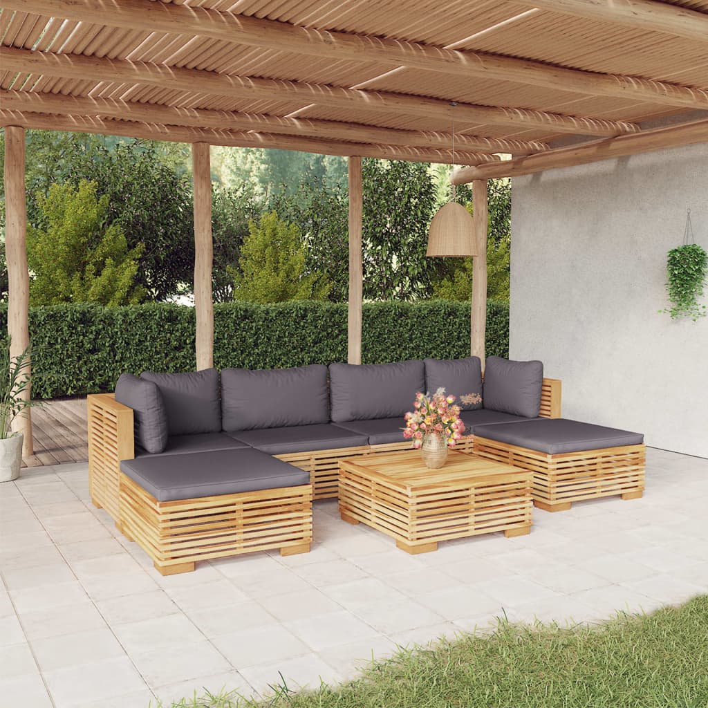 Set Divani da Giardino 7 pz con Cuscini Legno Massello di Teak - homemem39