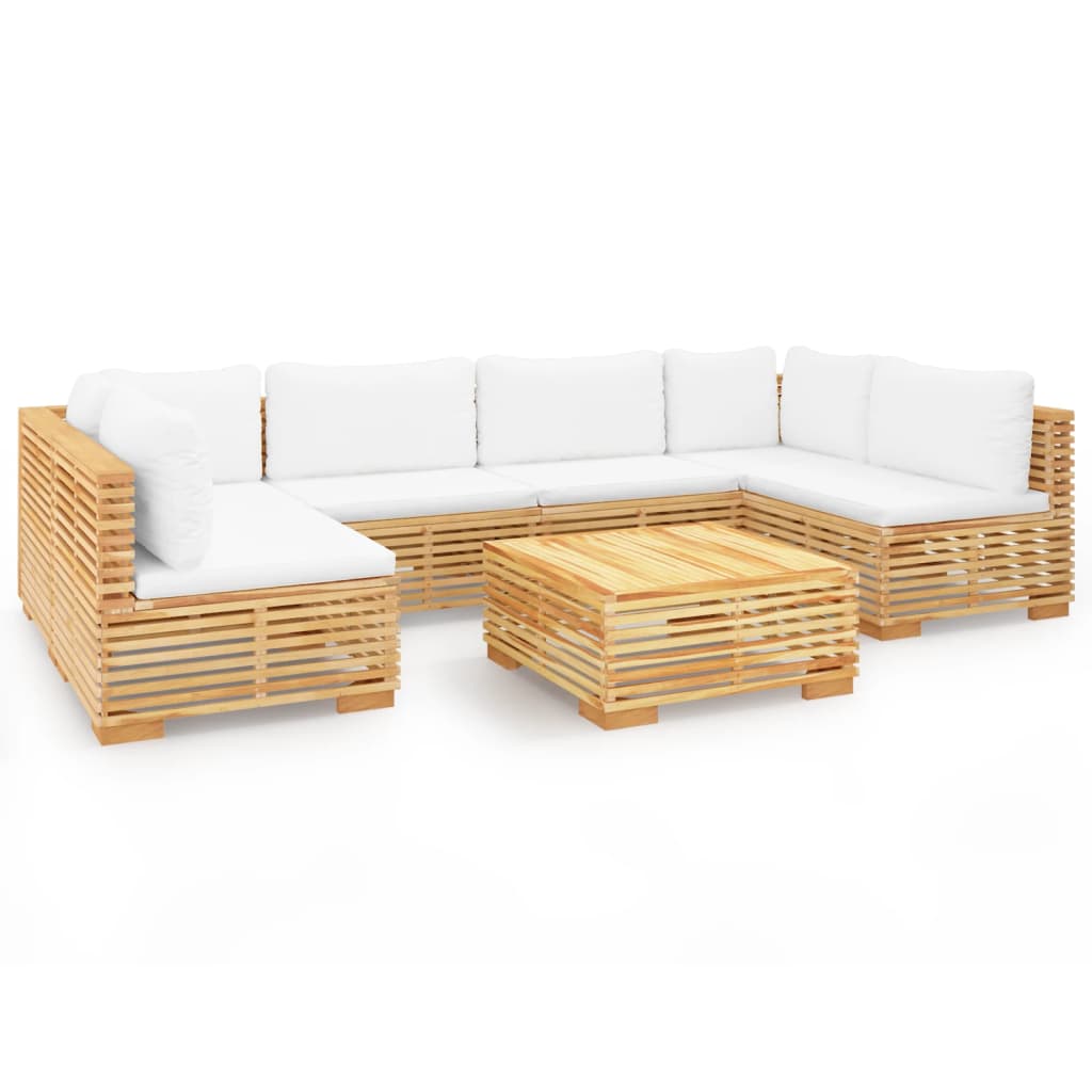 Set Divani da Giardino 7 pz con Cuscini Legno Massello di Teak - homemem39