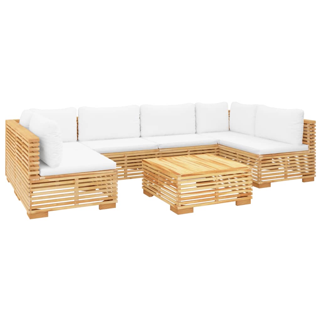 Set Divani da Giardino 7 pz con Cuscini Legno Massello di Teak - homemem39